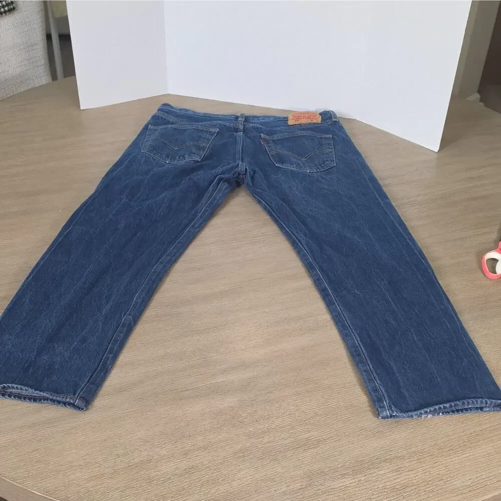 Levi's Men's 501 Series Blank Tag Straight Jeans Blue Medium Wash Button Fly 36